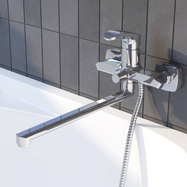 Смеситель для ванны с длинным изливом, IDDIS Joker JOKSB00i10WA, хром